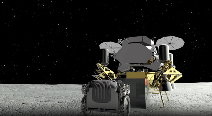 Der Rover kann sich zusammengefaltet autonom aus der Landefähre herausbewegen. (Quelle: Tsinghua-Universität).